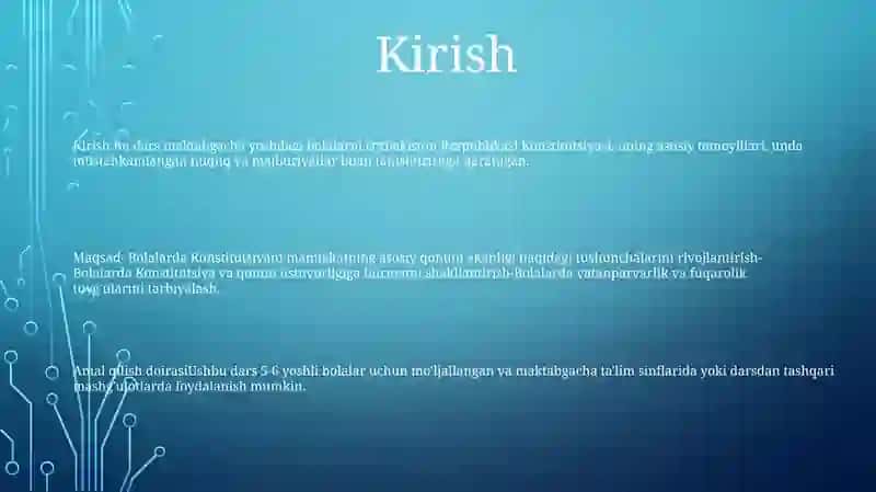 Maktabgacha Yoshdagi Bolalarni OʻZbekiston Respublikasi Konstitutsiyasi Bilan Tanishtirish 2