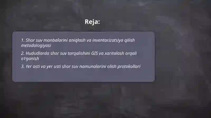 Shor suv muammosi boyicha malurmot toplash 2