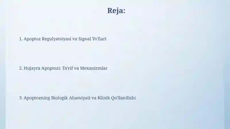 Hujayra apoptozi va uning biologik ahamiyati jarayonining boshqariluvi 2