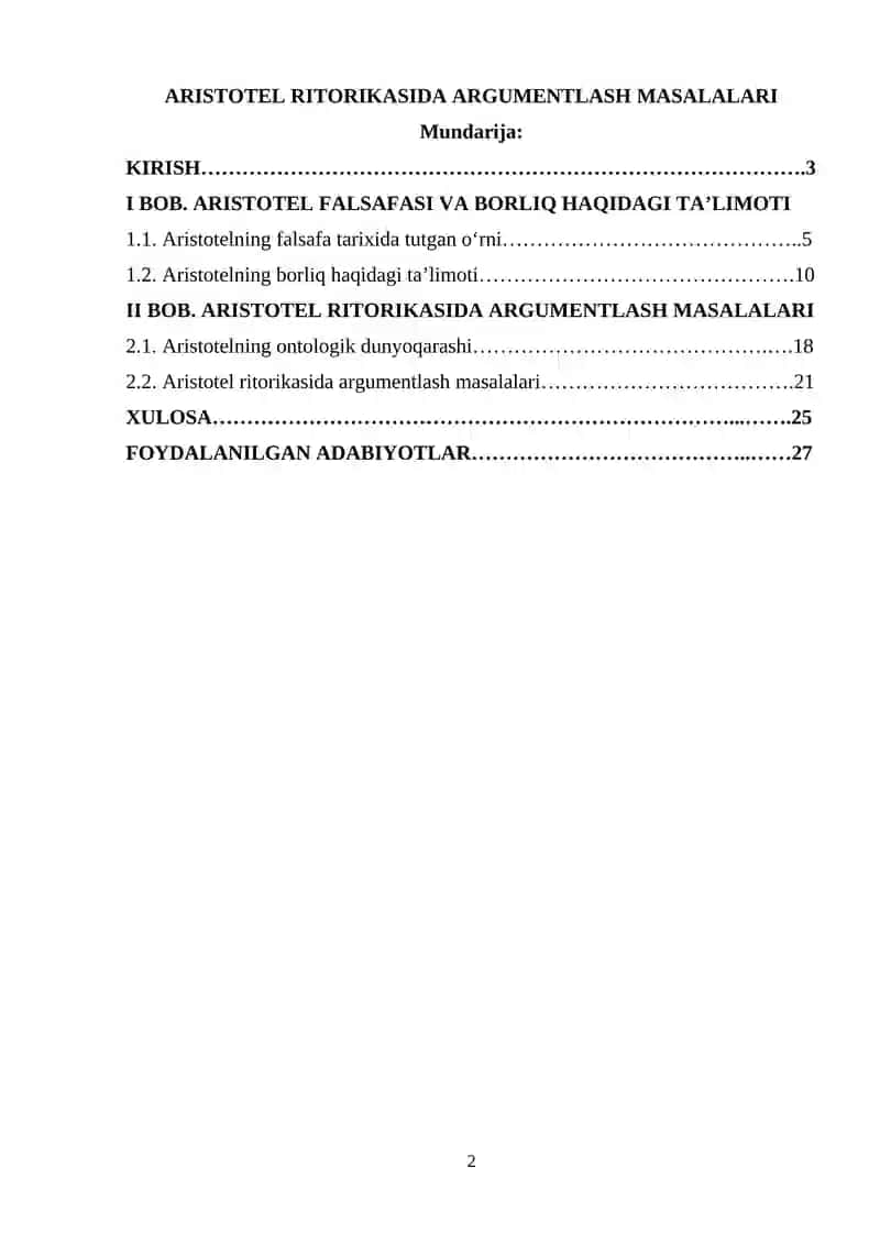 Aristotel Ritorikasida Argumentlash Masalalari 2