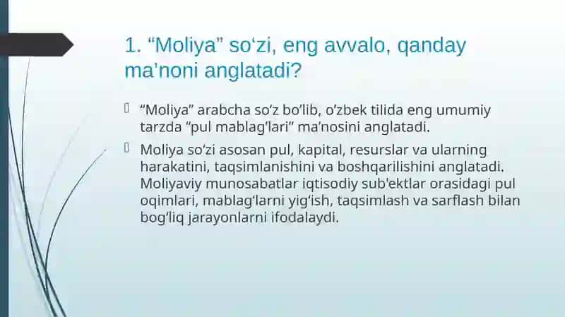 Moliyaning mohiyati va funksiyalari slayd 2
