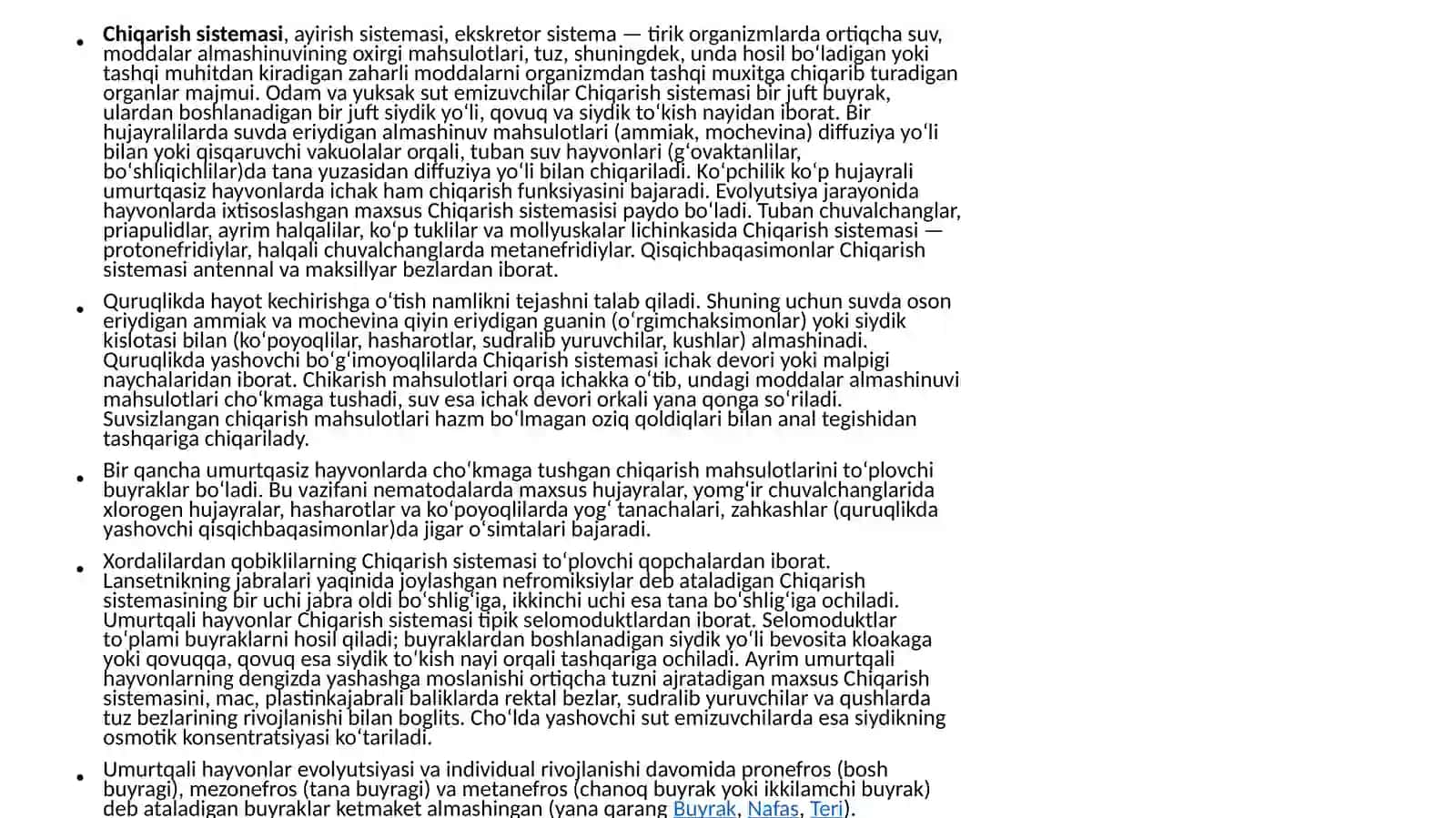 Ayirish tizimiga kiruvchi azolarning tuzilishi, fiziologiyasi 2