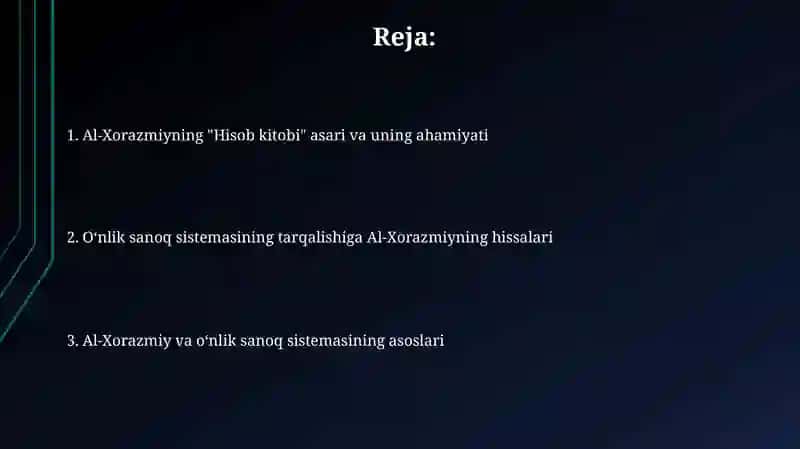 Al-Xorazmiyning o'nlik sanoq sistemasiga qo'shgan hissasi 2