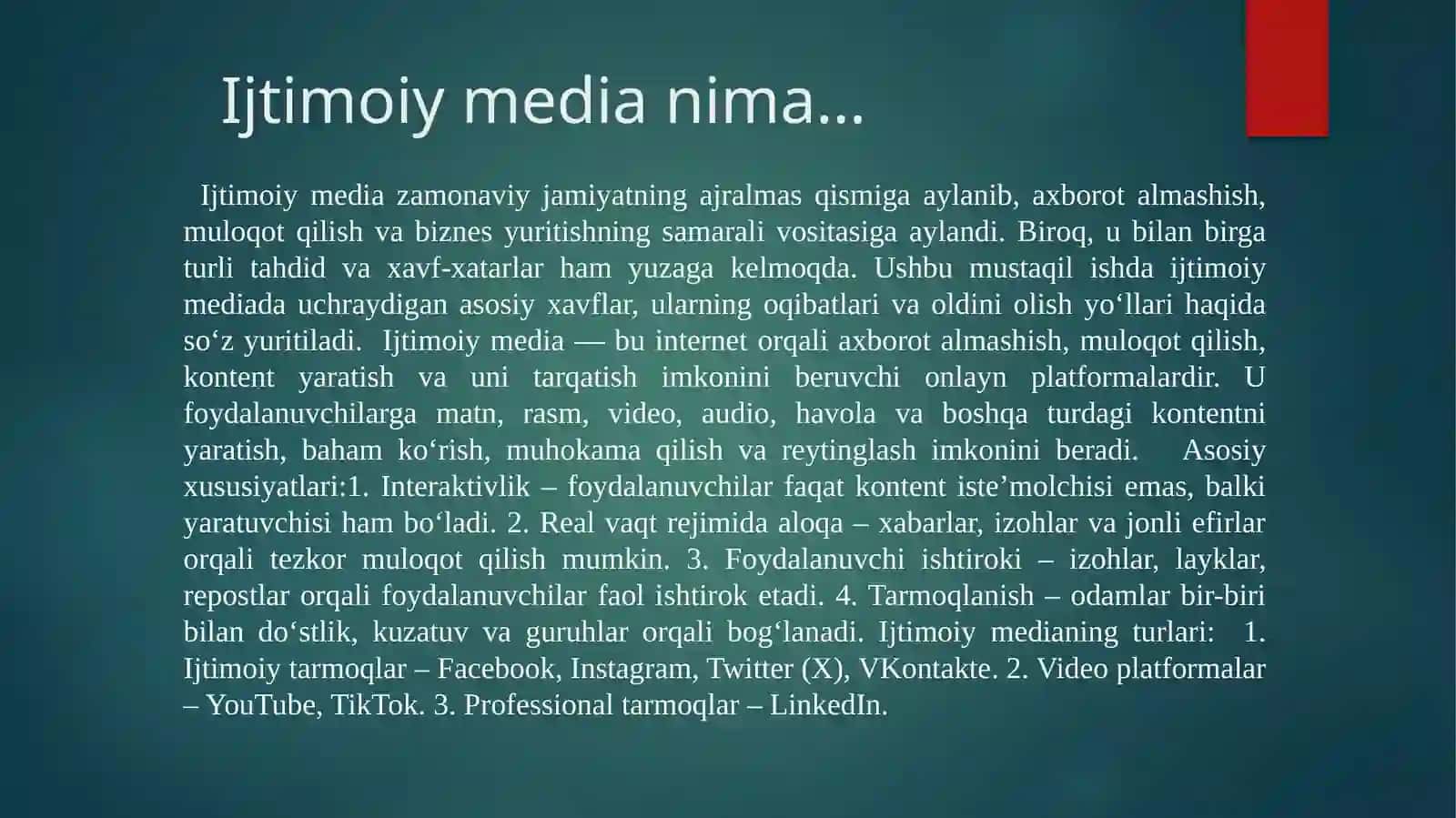 Ijtimoiy mediada taxdid va xavf xatarlar 2