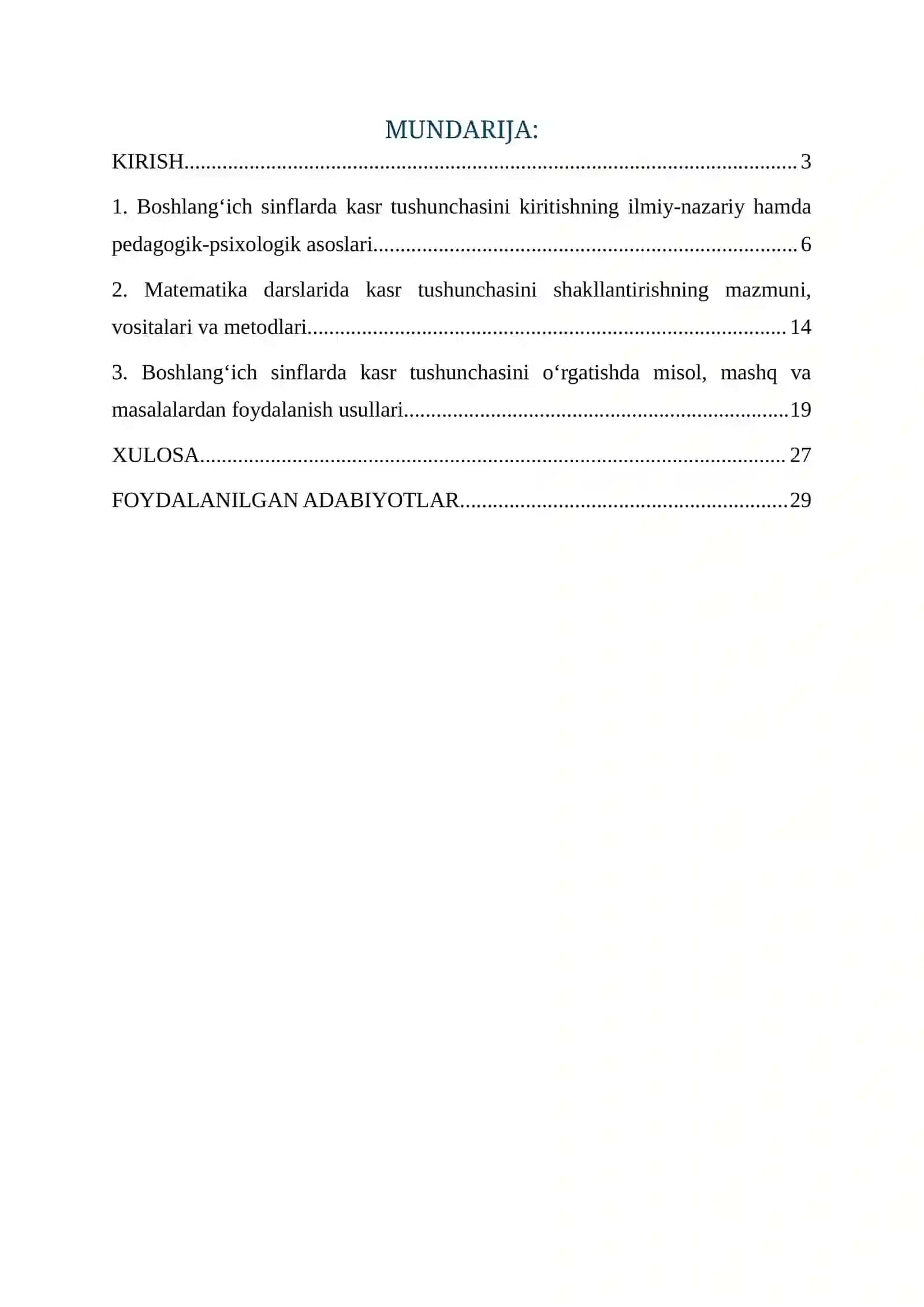 Boshlang‘ich sinflarda kasr tushunchasini kiritish metodikasi 2
