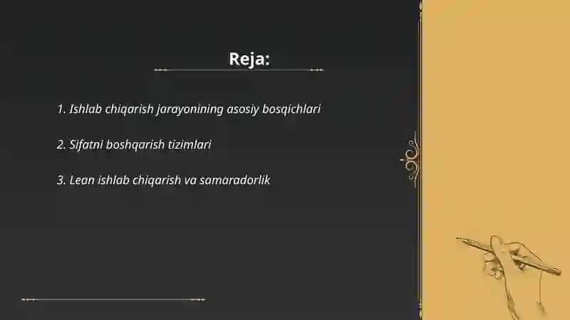 Ishlab chiqarish jarayoni va uning yutuqlari 2