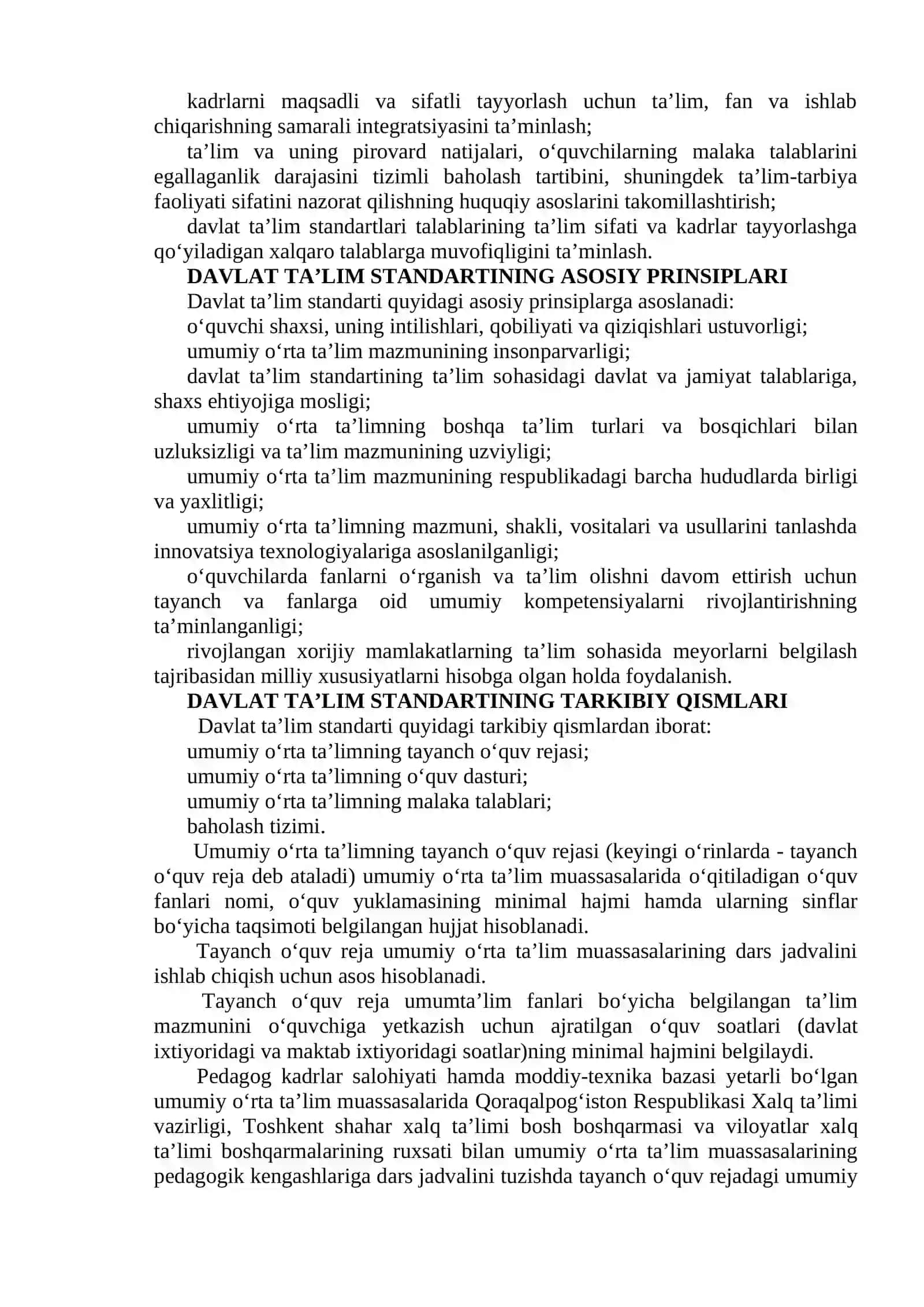2-Boshlang'ich sinf Davlat ta'lim standarti va o'quv dasturi mazmuni 2