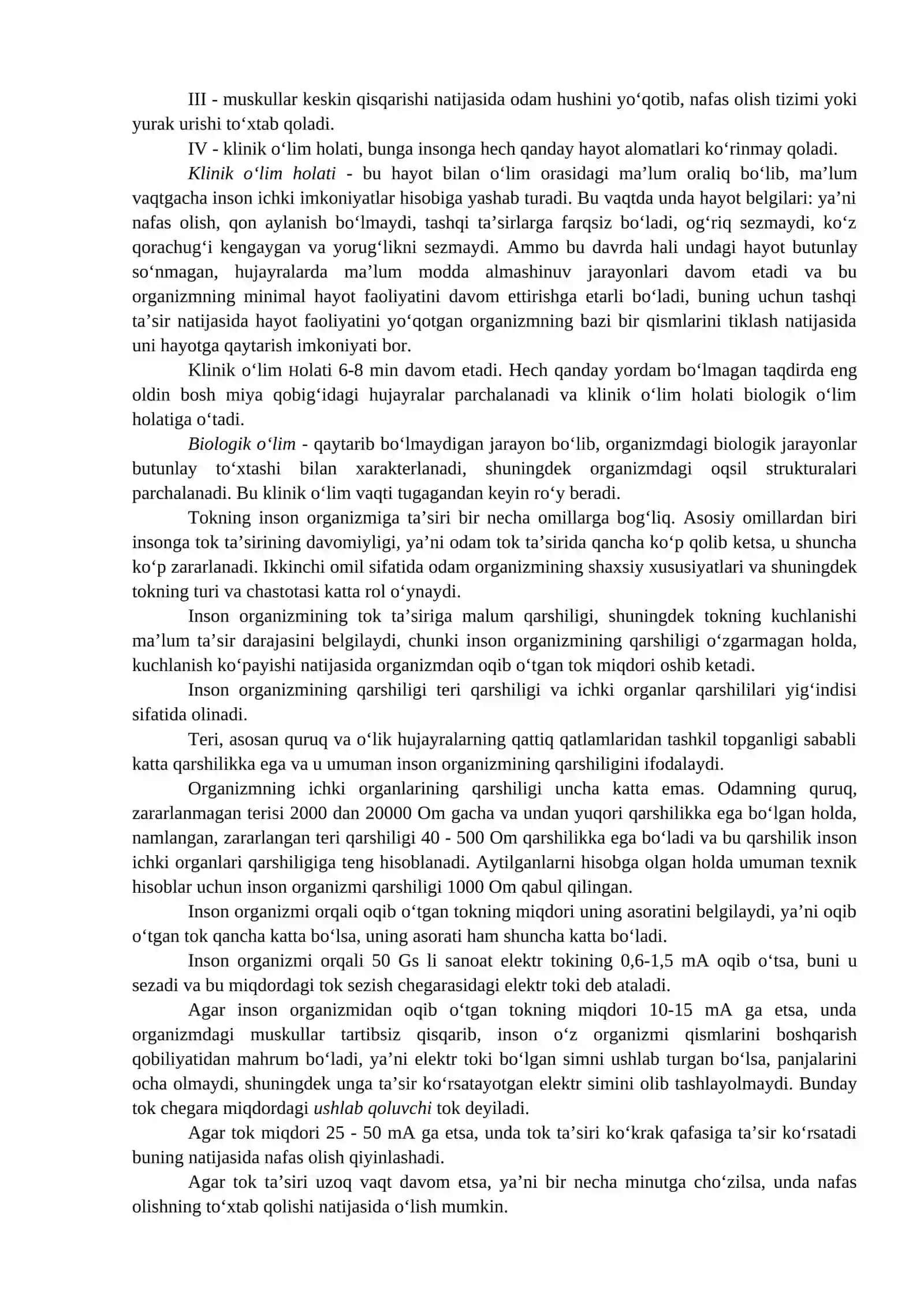 ELEKTR VA TEXNIKA XAFSIZLIGI BO’YICHA TUSHUNCHALAR.FANNING TAVSIFI VA TASNIFI.OPTIK NURLAR VA ULARNI BOSHQA TUR ENERGIYALARGA AYLANISHI 2