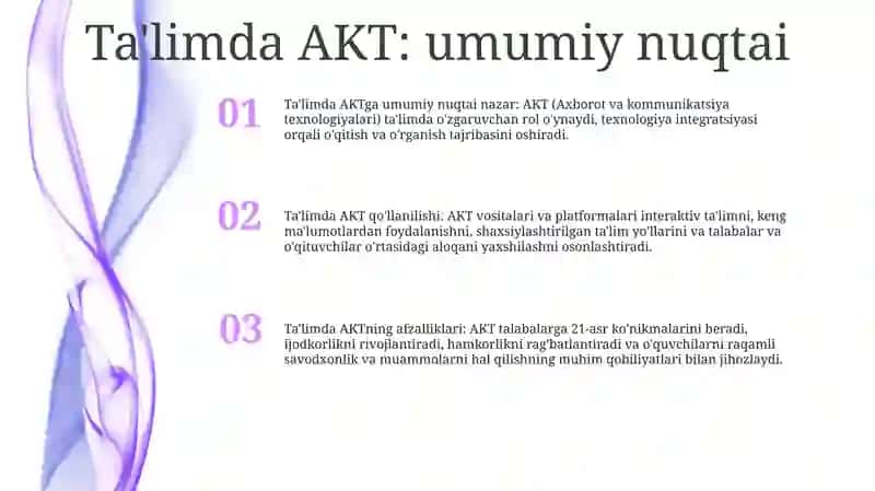 Ta'limda AKT (Axborot-Komunikatsiya Texnologiyalarini) Qo'Llash 2