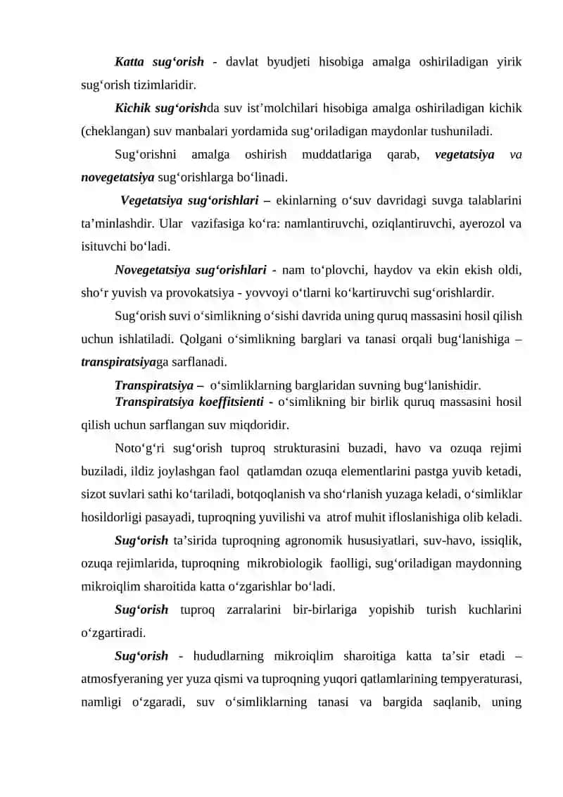 Sug’oriladigan tuproqlarda ekinlarni sug’orish va sug’orish tizimlari 2