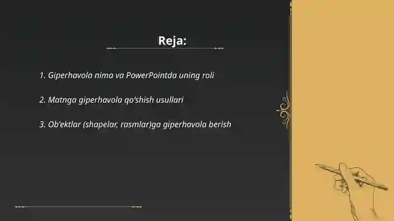 Power Point dasturida giperhavolalar yordamida taqdimot yaratish 2