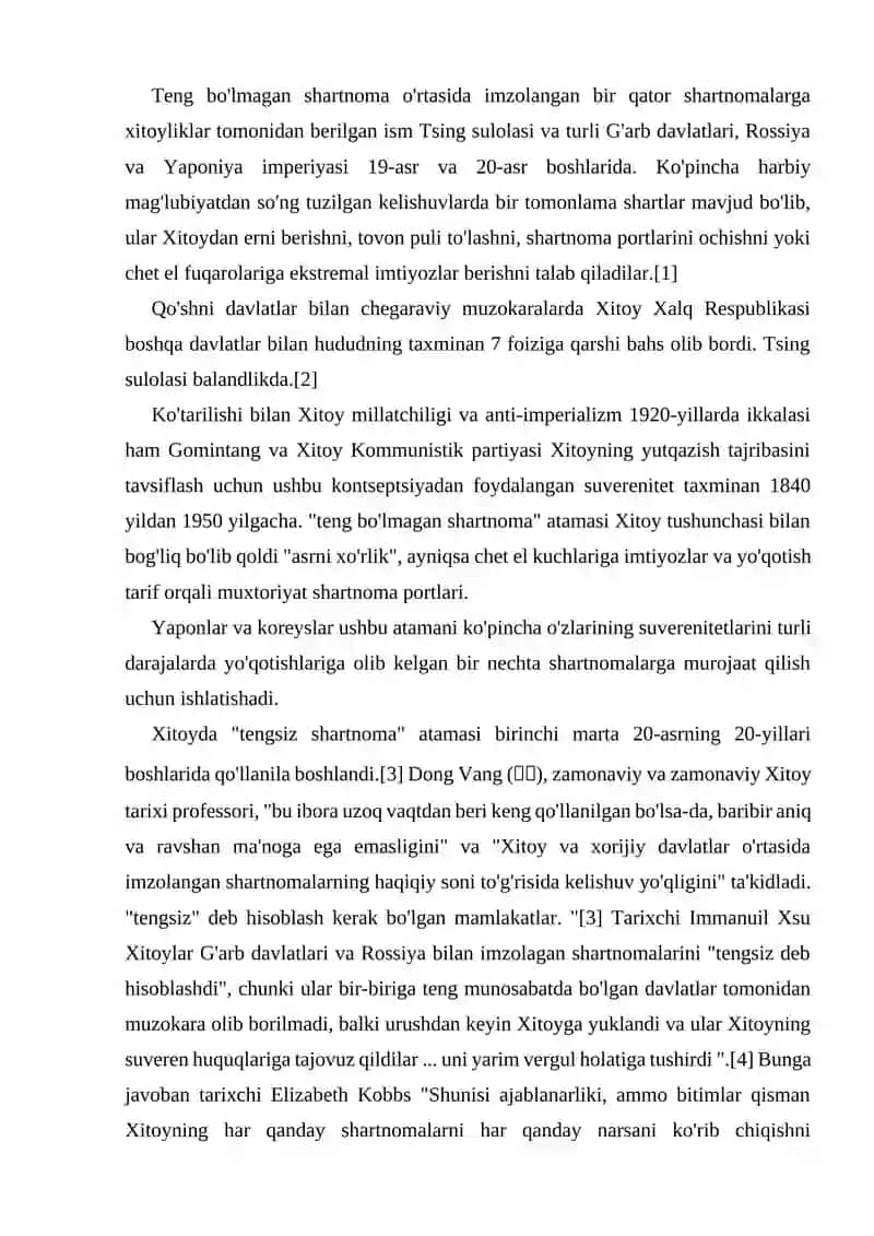 Tengsiz shartnomaning imzolanishi 2