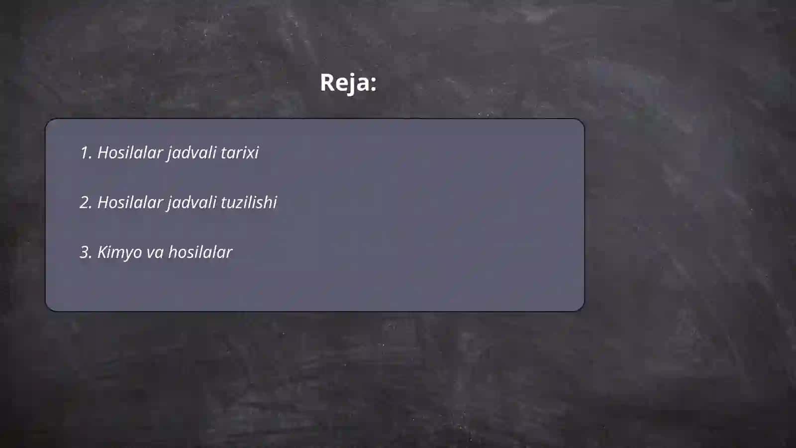 Hosilalar jadvali 2