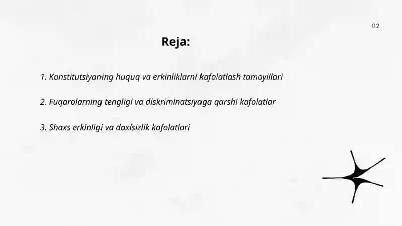 Oʻzbekiston Respublikasi Konstitutsiyasi huquq va erkinliklar kafolati 2