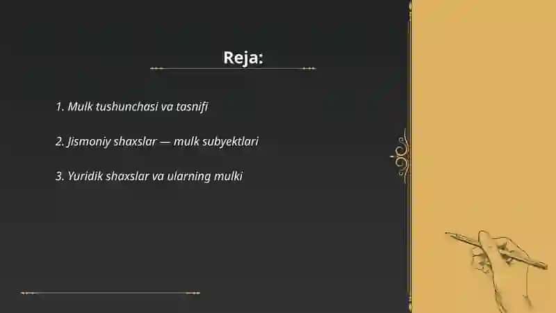 Mulk obyektlari va subyektlari 2