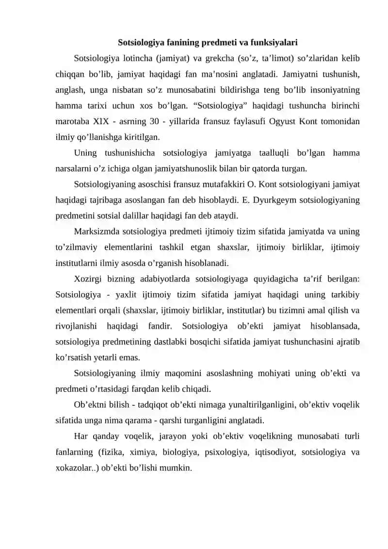 Sotsiologiya fanining asosiy vazifalari 2