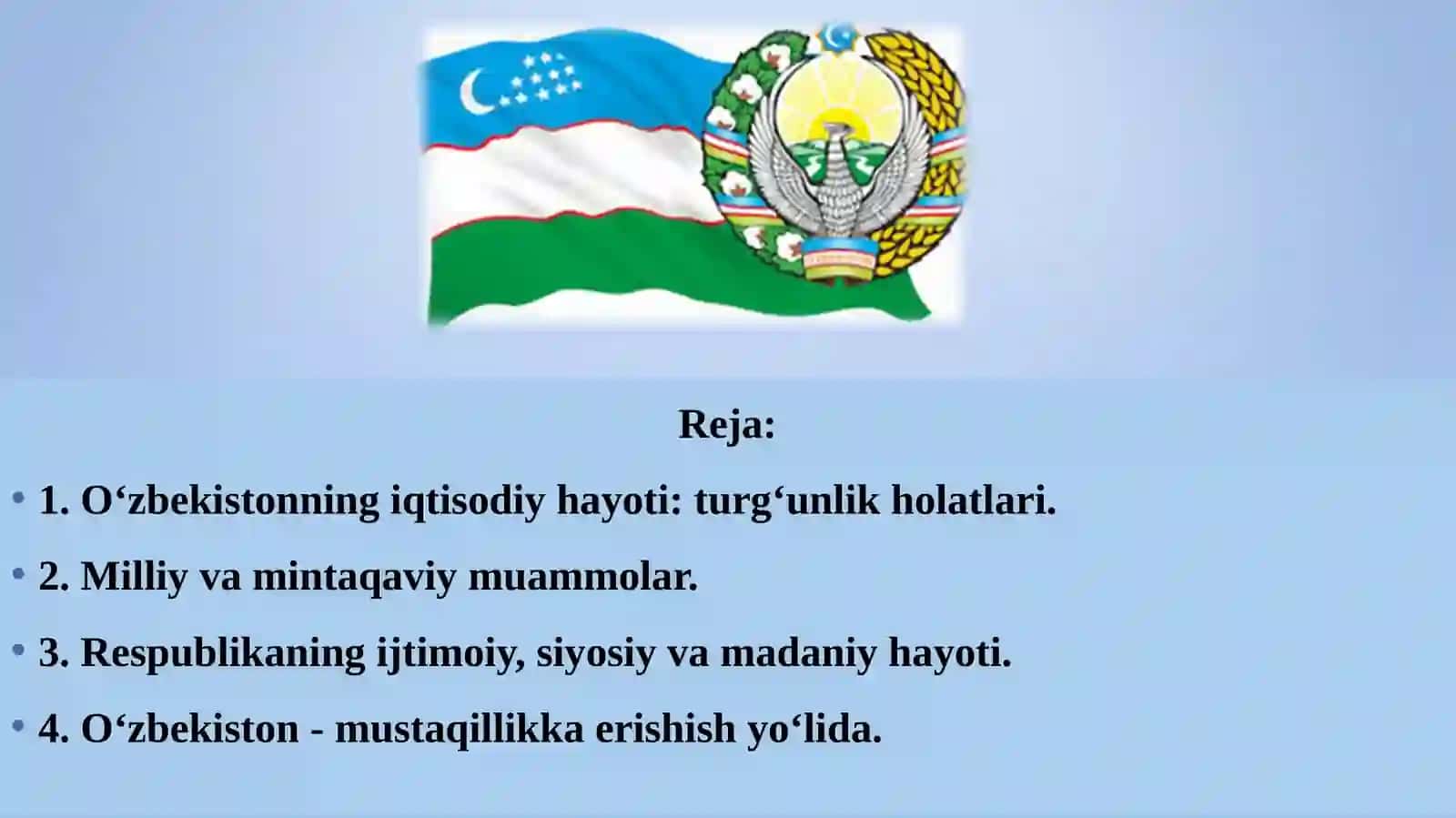 O'zbekistonning iqtisodiy hayoti:turg‘unlik holatlari 2