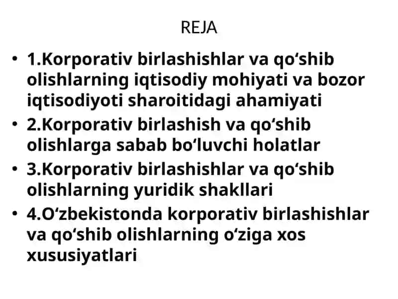 KORPORATIV BIRLASHISHLAR VAQOʻSHIBOLISHLAR 2