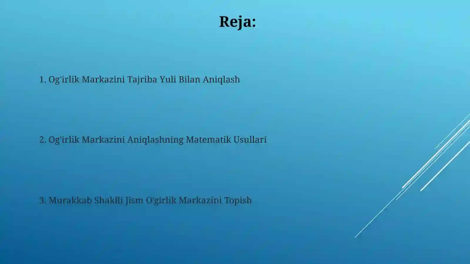 Murakkab jismlar og'irlik markazini aniqlash 2