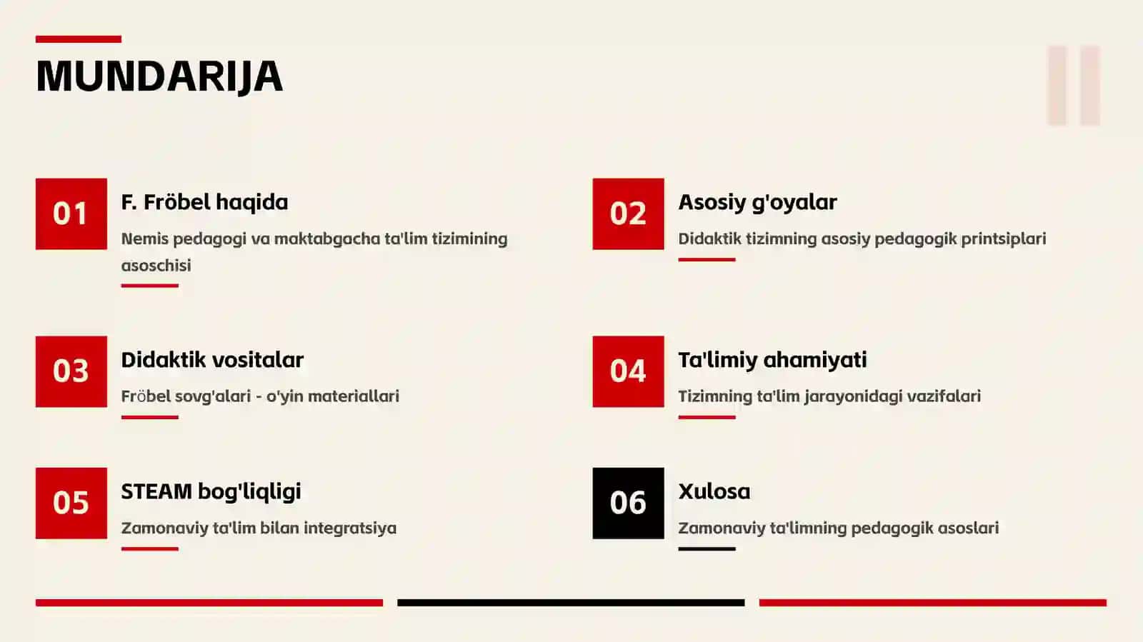 F. Fröbelning Didaktik Tizimi 2