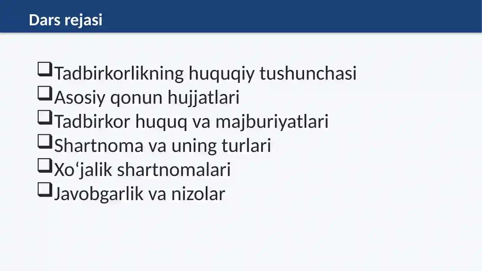 O‘ZBEKISTONDA TADBIRKORLIKNING HUQUQIY VA SHARTNOMAVIY ASOSLARI 2