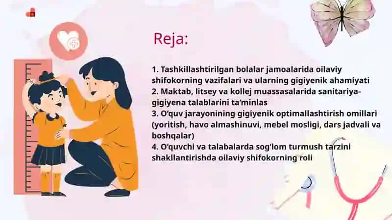 Tashkillashtirilgan bolalar jamoalarida oilaviy shifokor ishining gigiyenik jihatlari 2