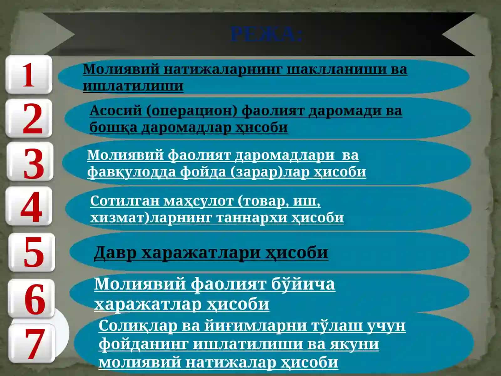 Молиявий натижаларнинг шаклланиши ва ишлатилиши 2
