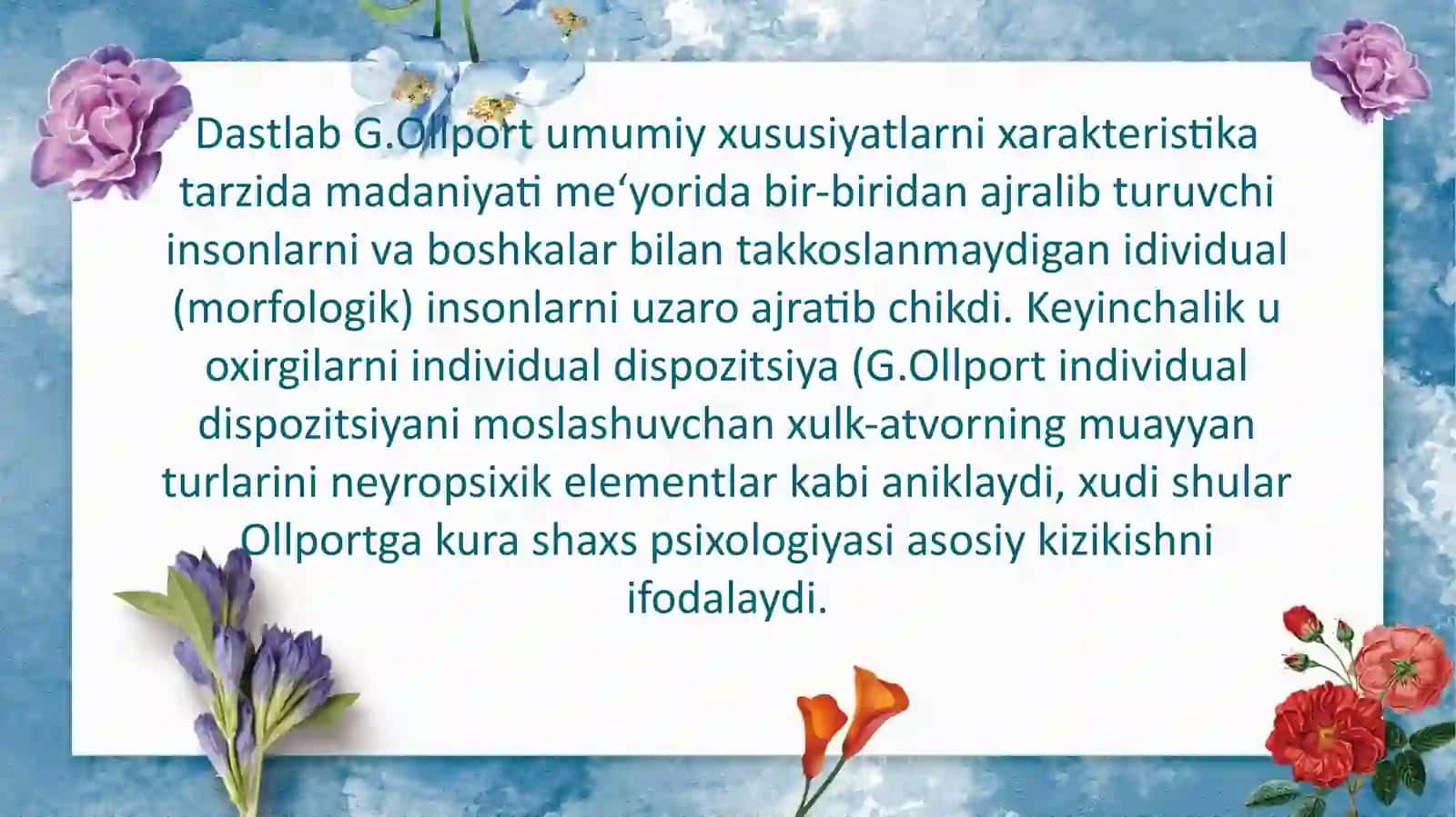 G.OLPORT NAZARIYASI 2