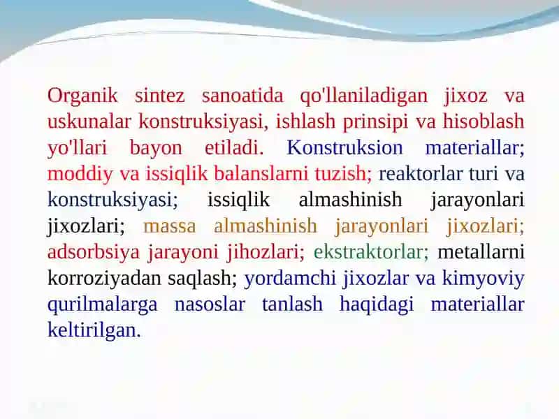 Organik sintez jihozlari 2