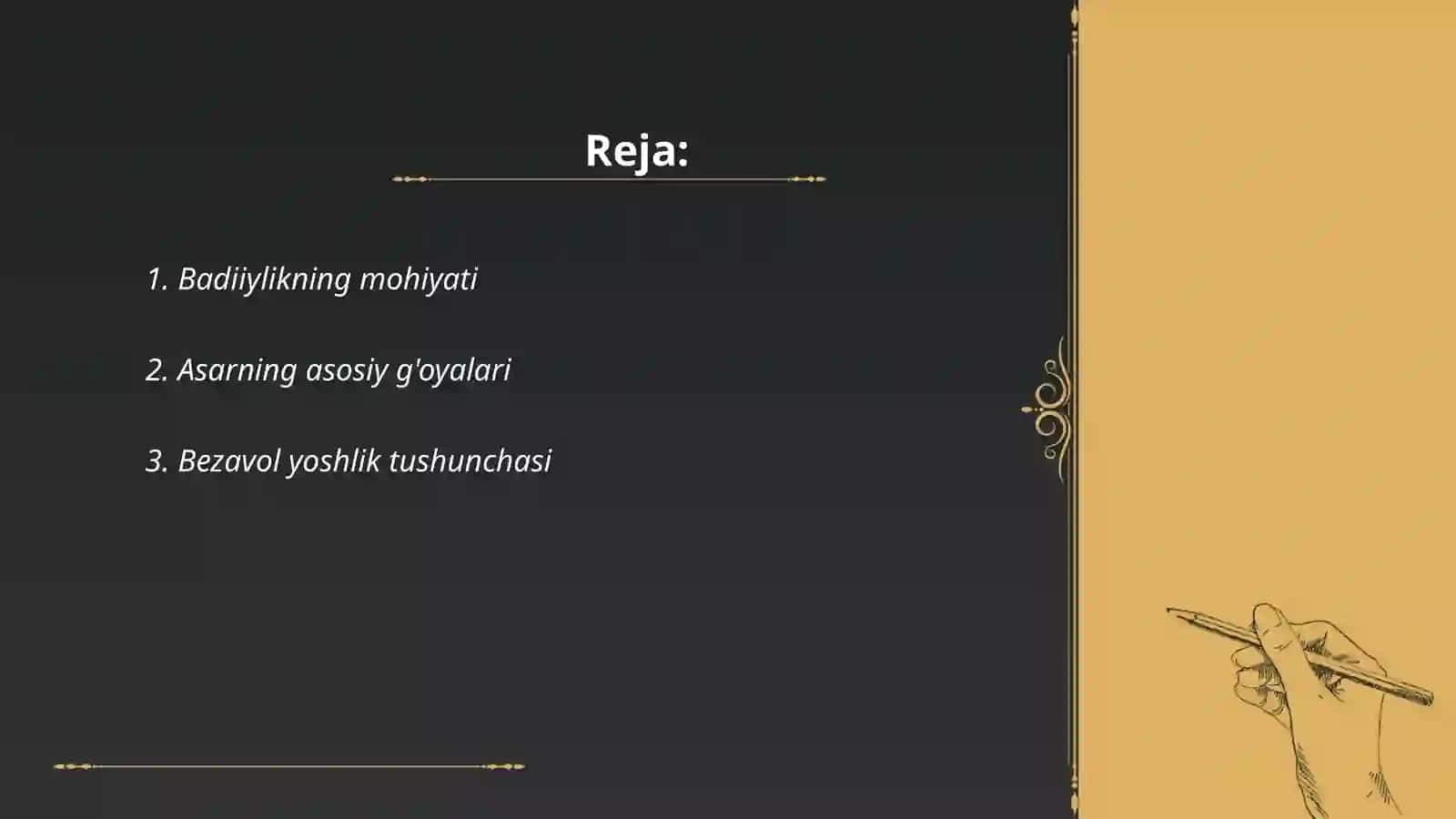 Badiiylik bezavol yoshlik 2