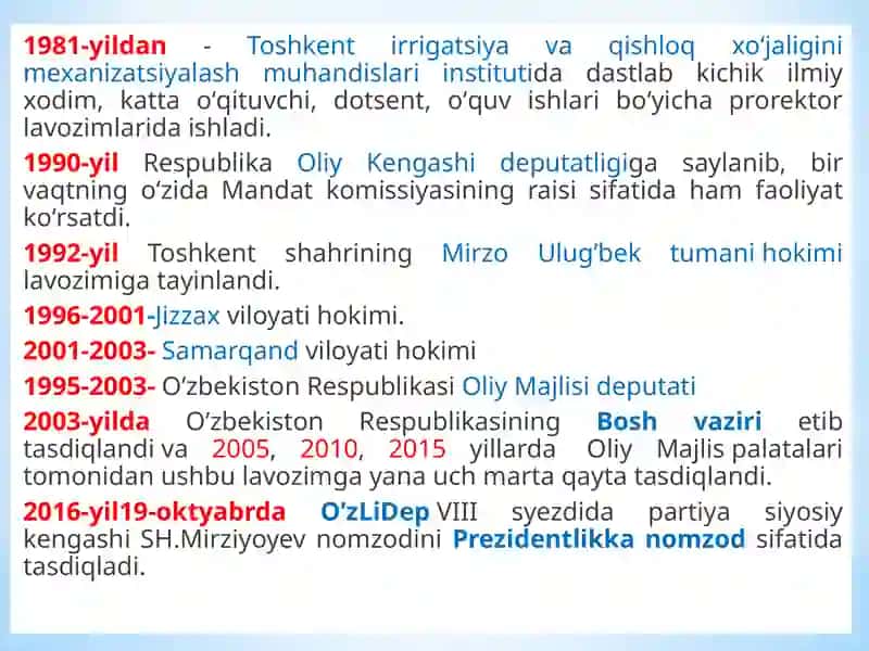 O‘zbekiston Respublikasi Prezidenti SH.M.Mirziyoyev yangi O‘zbekistonning novator rahbari sifatida 2