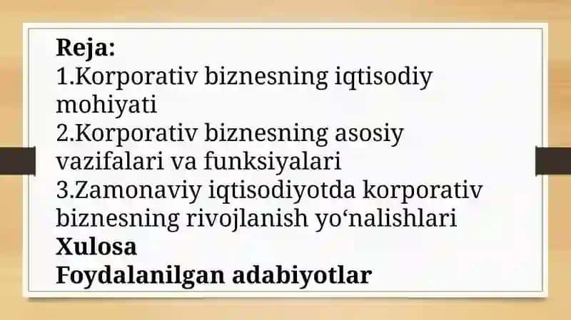 Korporativ biznesning iqtisodiy mohiyati va vazifalari 2