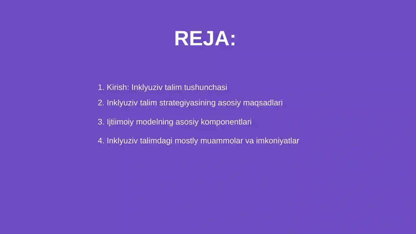 Inklyuziv talim strategiyasining ijtimoiy modeli haqida 6 varoqli slayt 2