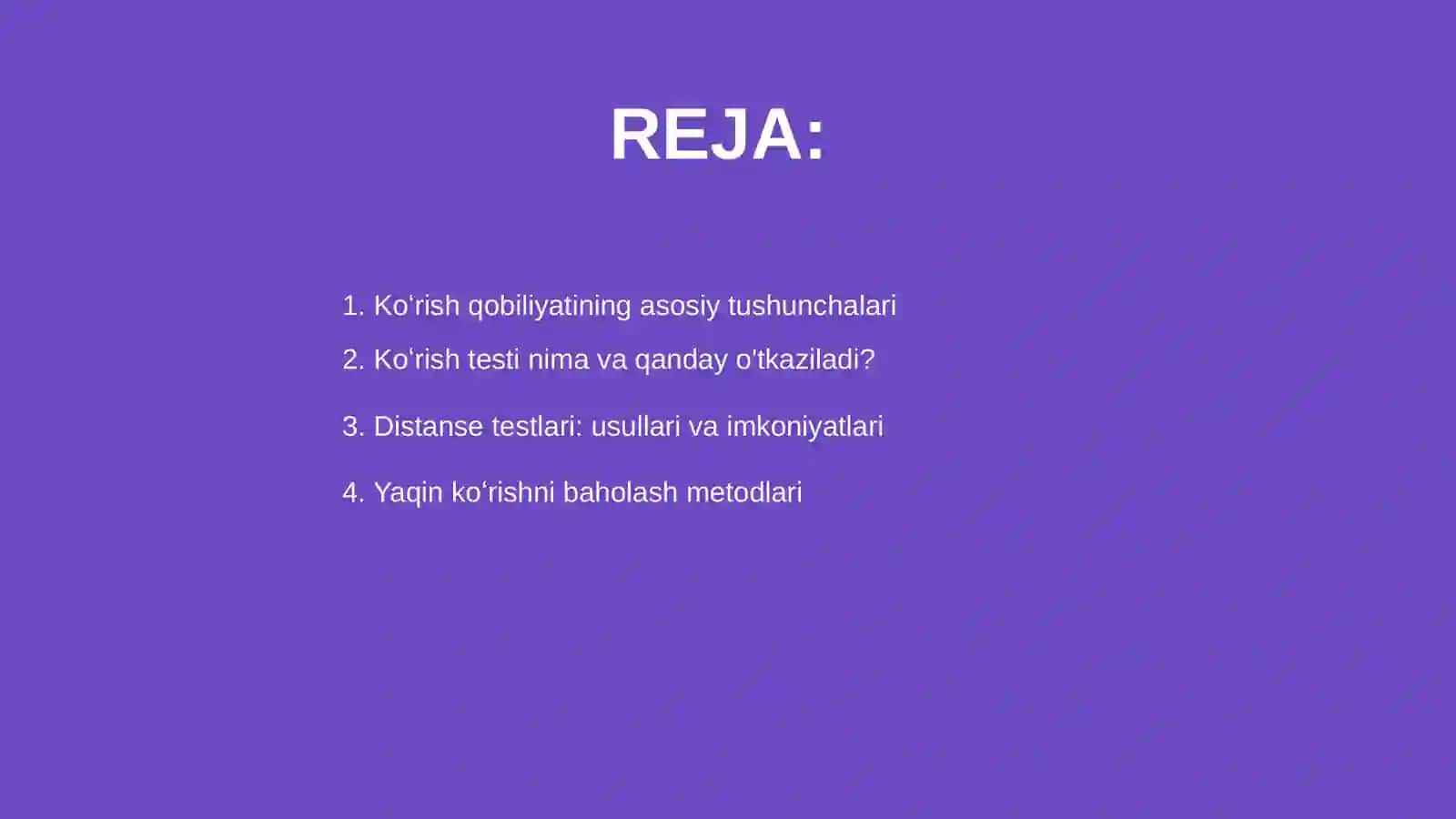 Koʻrish qobiliyatini tekshirish usullari 2