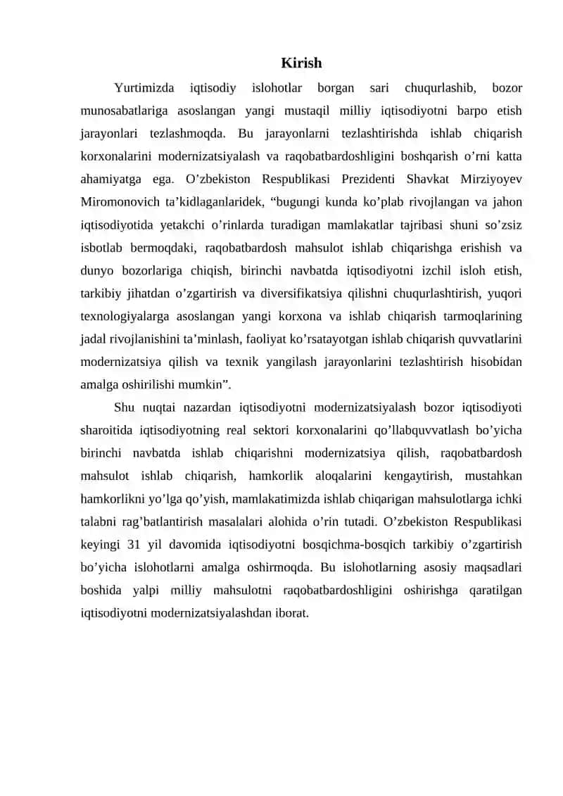 Korxonalar iqtisodiy salohiyati  tarkibi, ko’rsatgichlar tizimi va samaradorligining tahlili 2