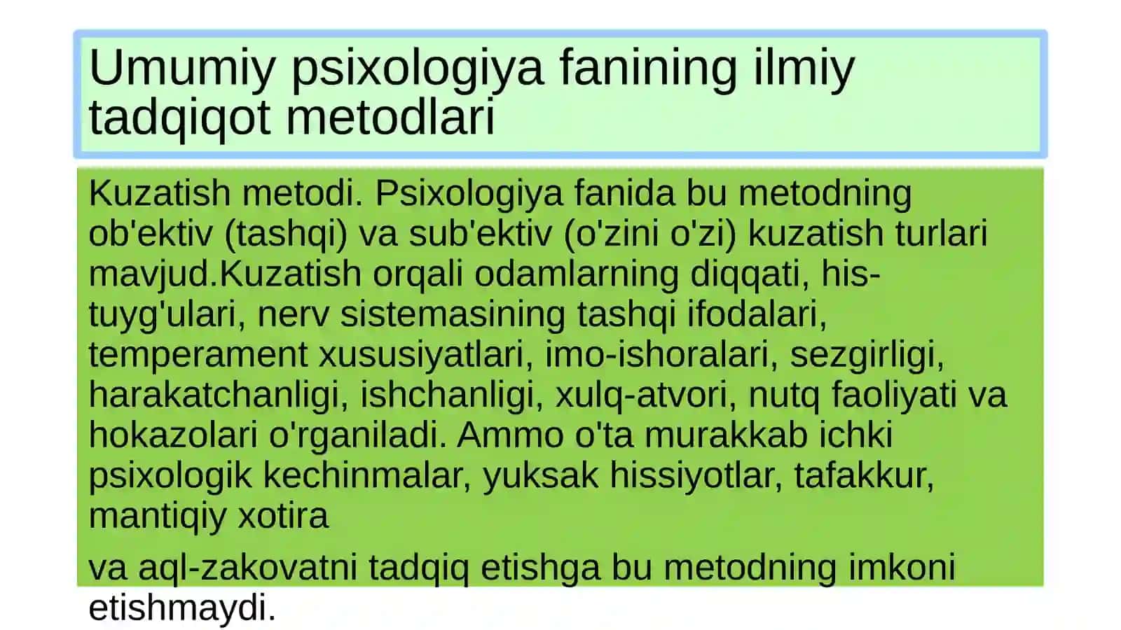 Umumiy psixologiya fanining ilmiy tadqiqot metodlari 2