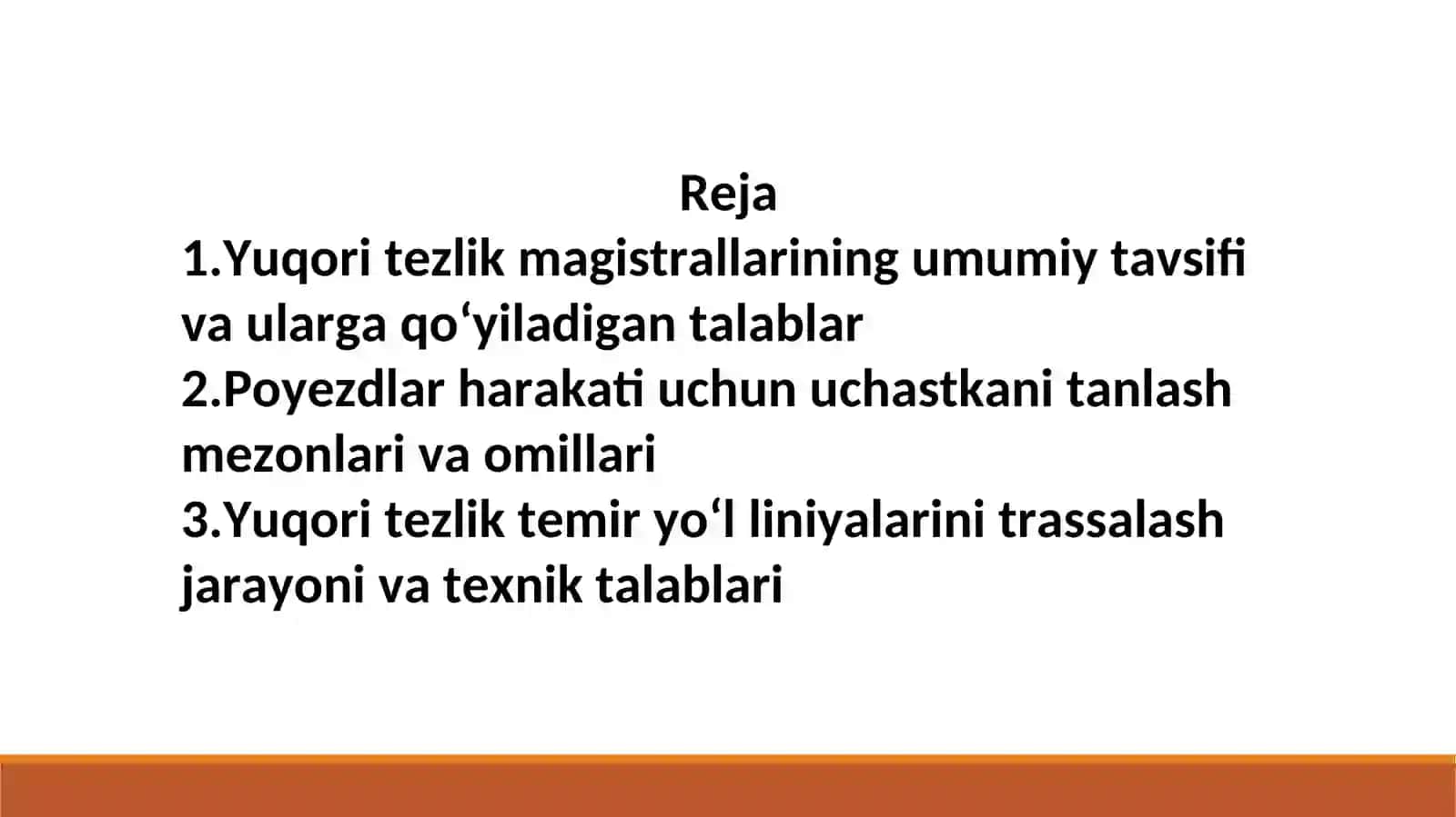 Yuqori tezlik magistrallarida poyezdlarning harakati uchun uchastkani tanlash va trassalash 2