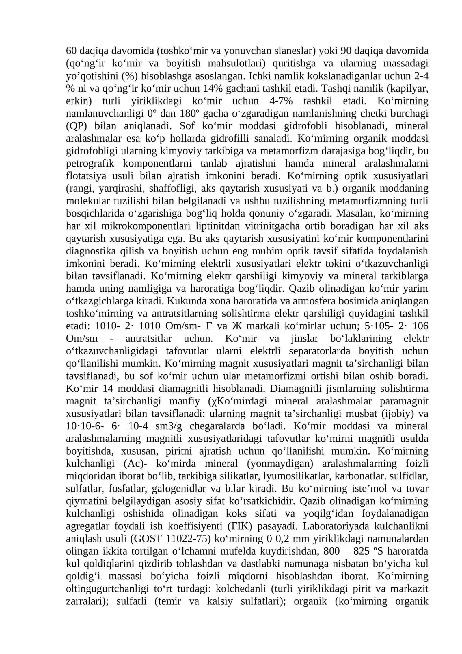 KO’MIRNING FIZIK VA KIMYOVIY XOSSALARINI O’RGANISH 2