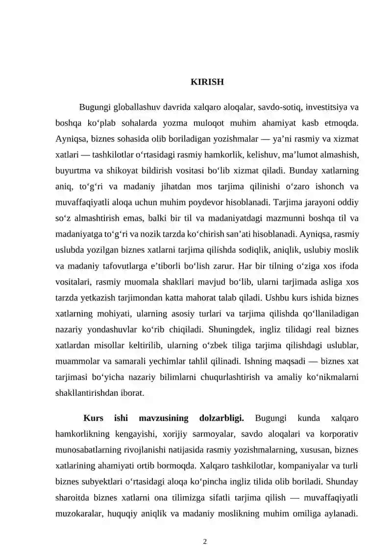TRANSLATION OF BUSINESS LETTERS 2