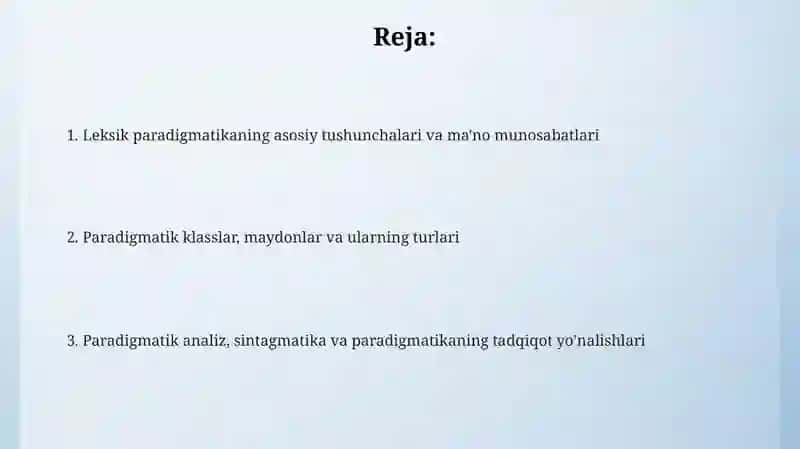 Leksimalar paradigmatikasi 2