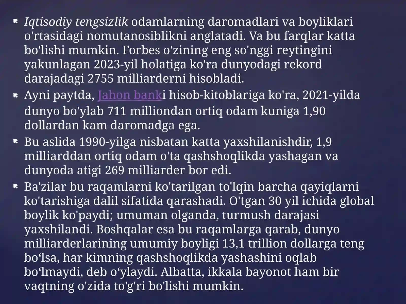Xamdamov Bunyodbek tomonidan iqtisodiy o’sish fanidan tayorlagan taqdimot 2