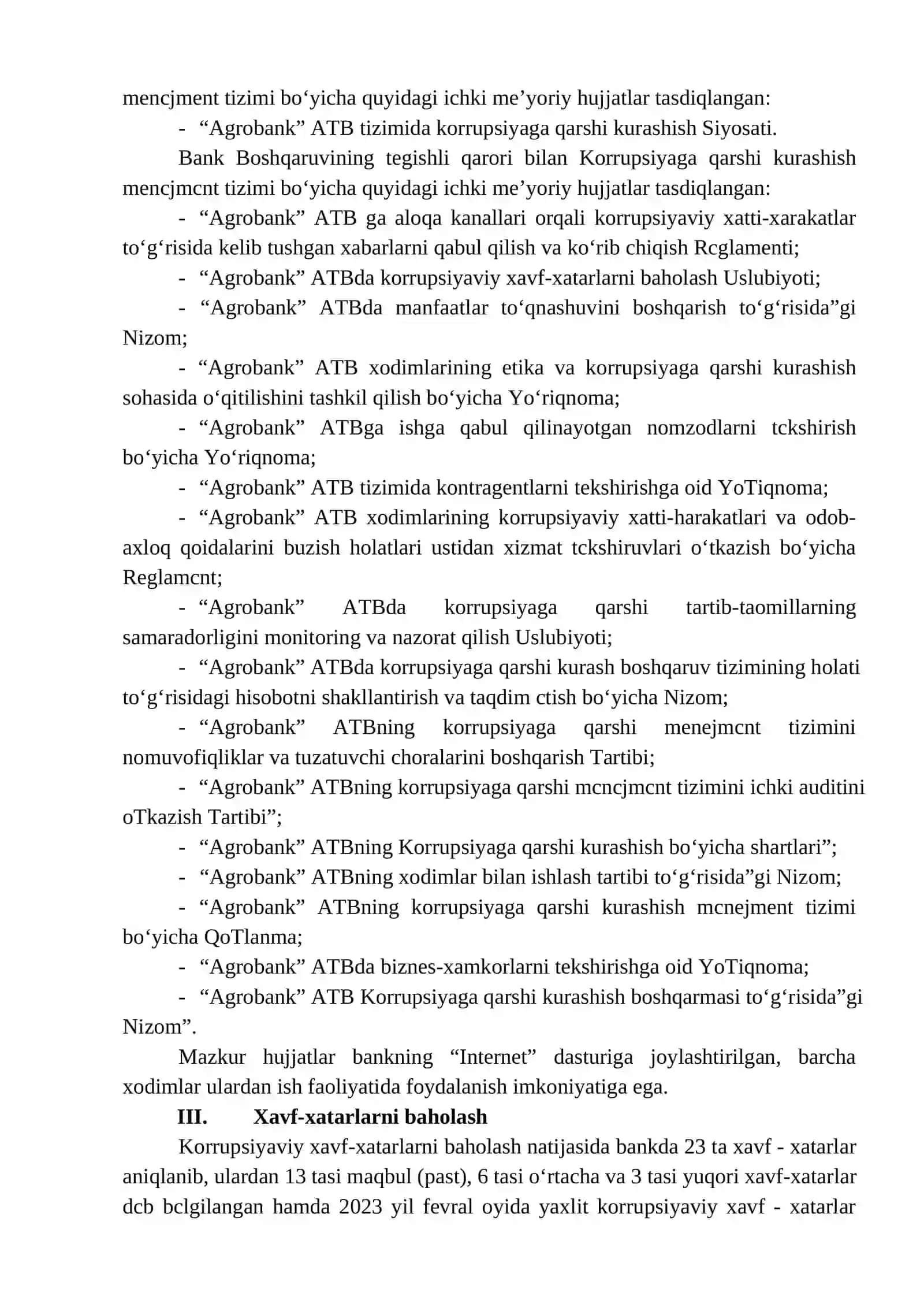 Korrupsiyaga qarshi kurashish tizimi 2023 2