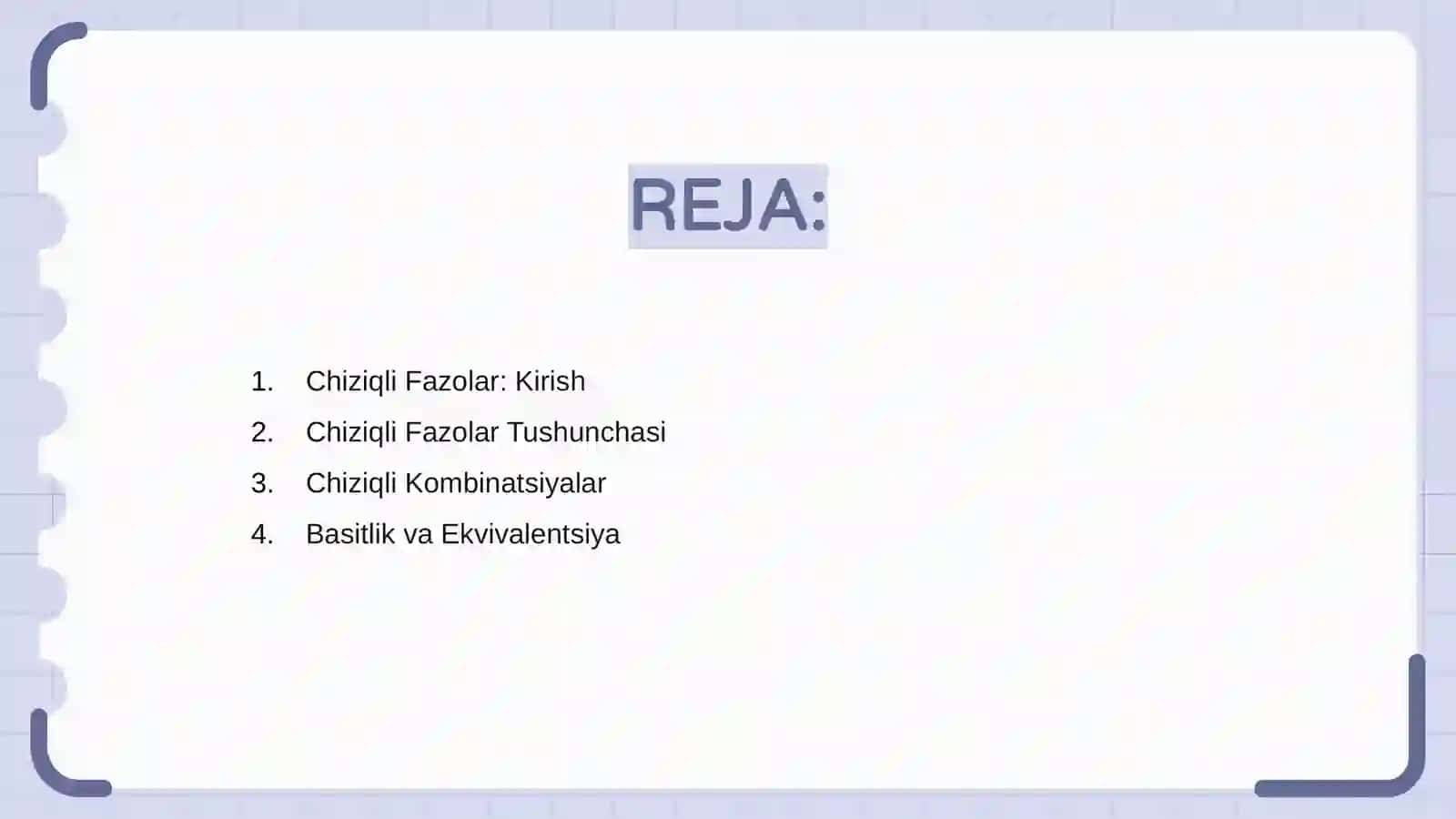 Chiziqli algebra fanining Chiziqli fazolar mavzusi buyicha slayd 2