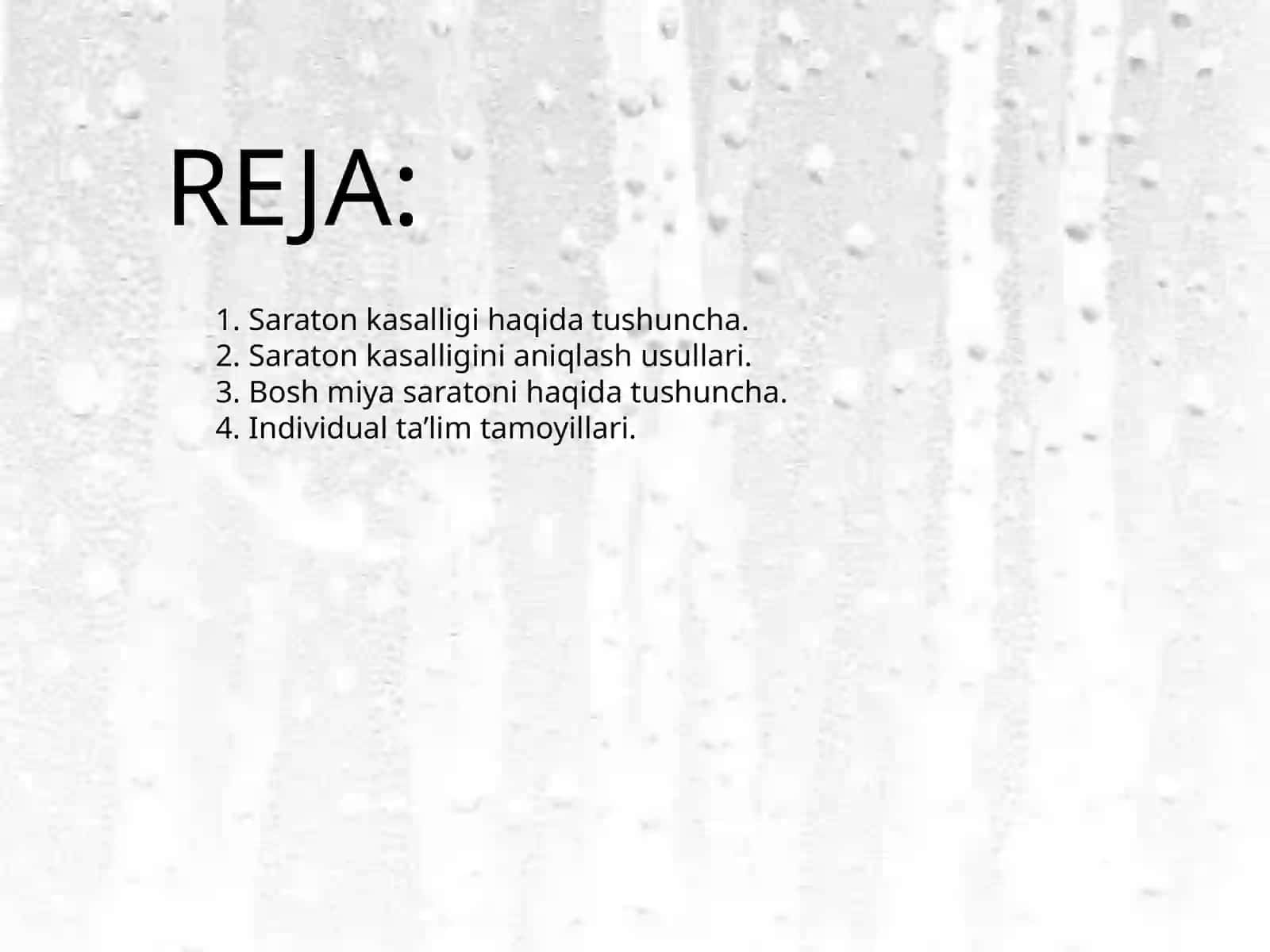 Saraton kasalliklari haqida 2