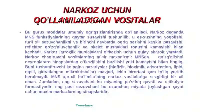 NARKOZ UCHUN QO'LLAN/LAD/GAN VOS/TALAR 2