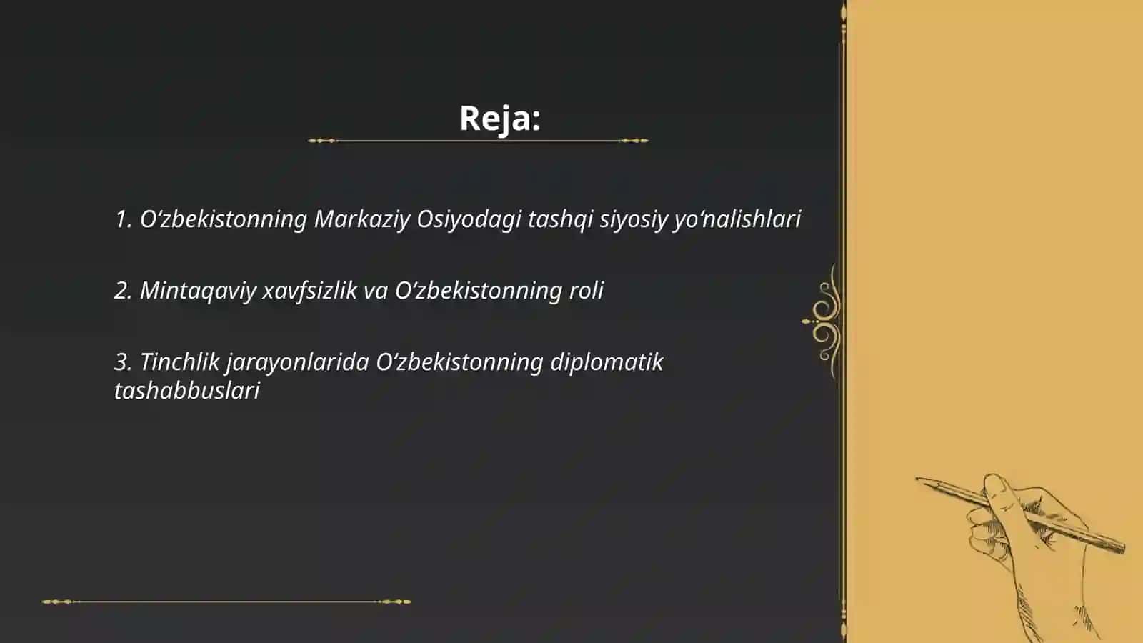 O‘zbekistonning Markaziy Osiyoda tinchlik va barqarorlikni ta’minlashdagi o‘rni 2