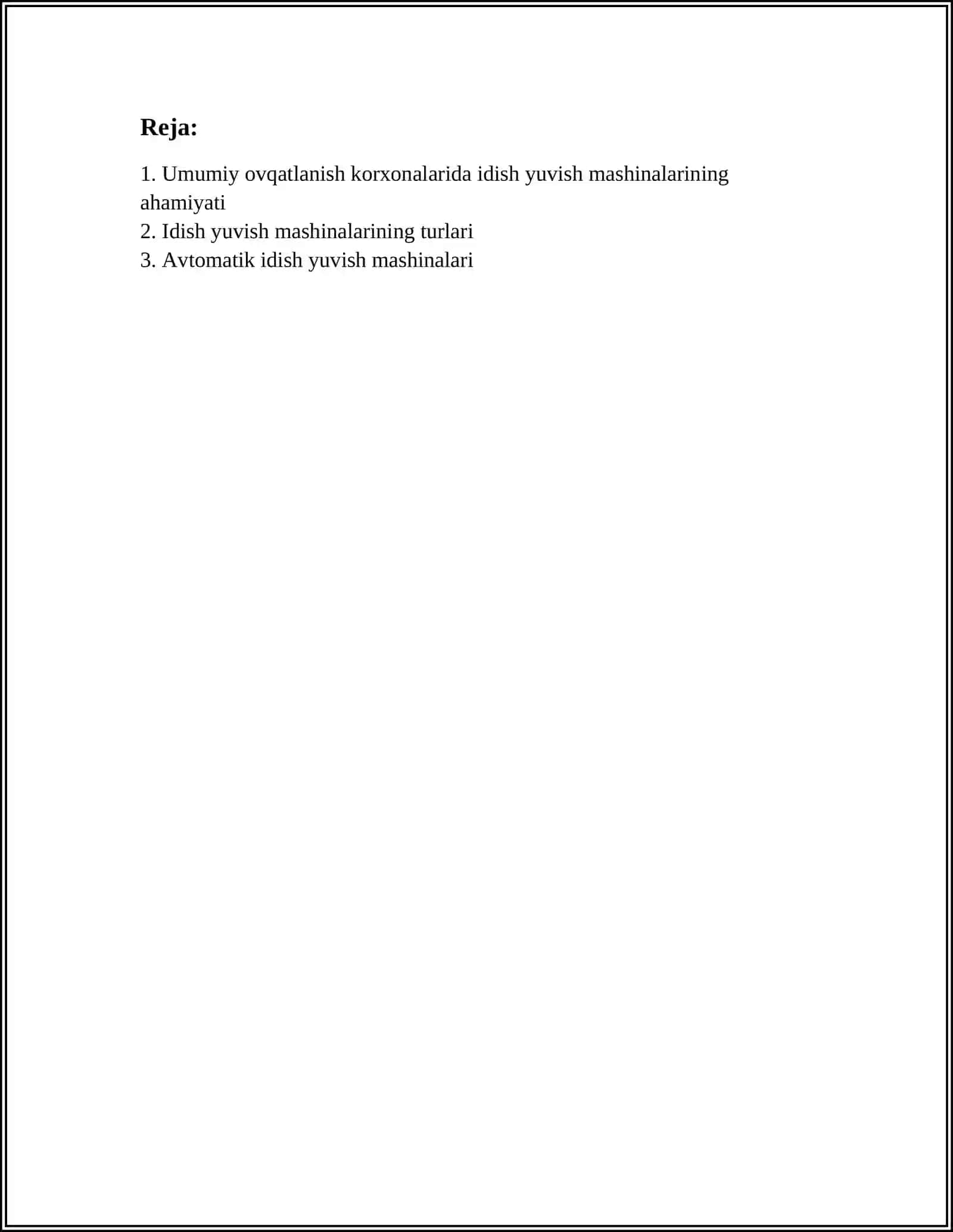 UMUMIY OVQATLANISH KORXONALARIDA IDISH YUVISH MASHINALARINING QO‘LLANILISHI,UNING TURLARI,QURILMANING TEXNIK TAVSIFI 2