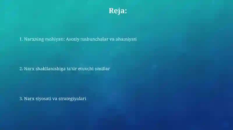 Narxning mohiyati va shakllanish xususiyatlari 2