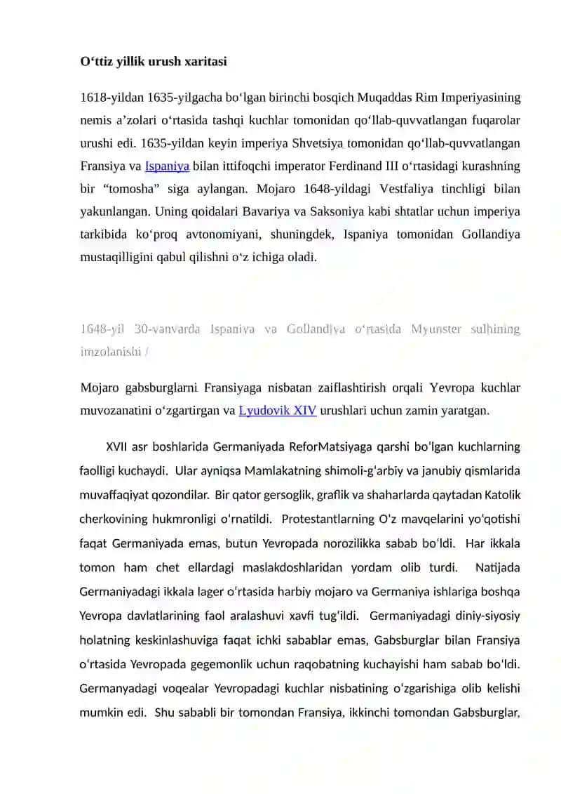 Oʻttiz yillik urushning Yevropa boʻyicha ta'siri 2