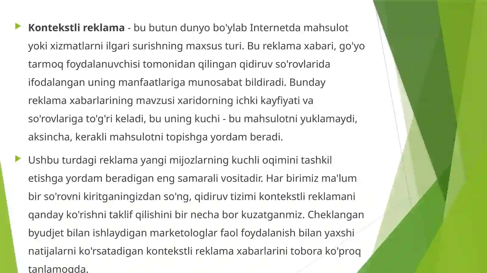 Kontekstli reklama xizmatlari. Kontekstli reklama samaradorligini tahlil qilish 2